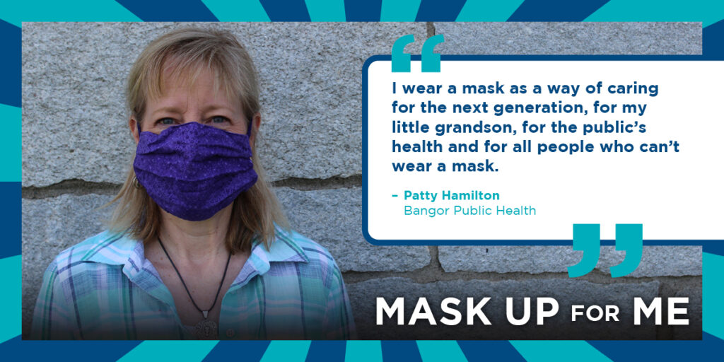 Patty Hamilton of Bangor Public Health Wearing a Mask